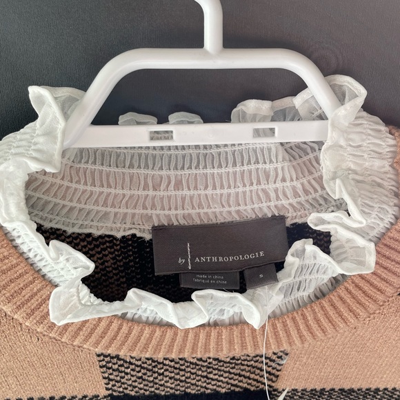 Anthropologie frill collared checkered sweater, NWT size S - Picture 3 of 7